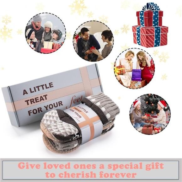 Women's Slipper Socks, Warm Fuzzy House Boots, Winter Fluffy Indoor - Picture 6 of 8